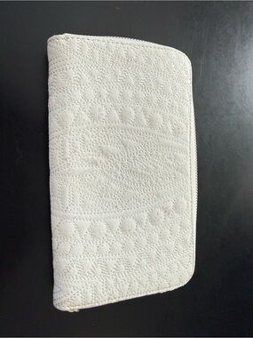Charming Charlie White Quilted Zip-Around Wallet